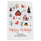 Scandinavisch winterlandschap Kerstvakantie Medium Cadeauzakje (Voorkant)