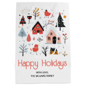 Scandinavisch winterlandschap Kerstvakantie Medium Cadeauzakje (Achterkant)