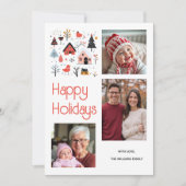 Scandinavisch winterlandschap met kersthuizen feestdagenkaart (Voorkant)