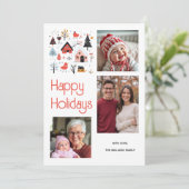 Scandinavisch winterlandschap met kersthuizen feestdagenkaart (Staand voorkant)