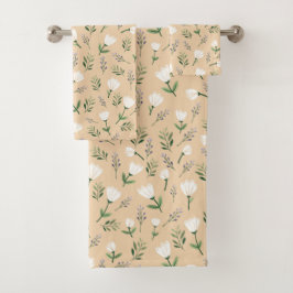 Scandinavisch wit bloemmotief bad handdoek