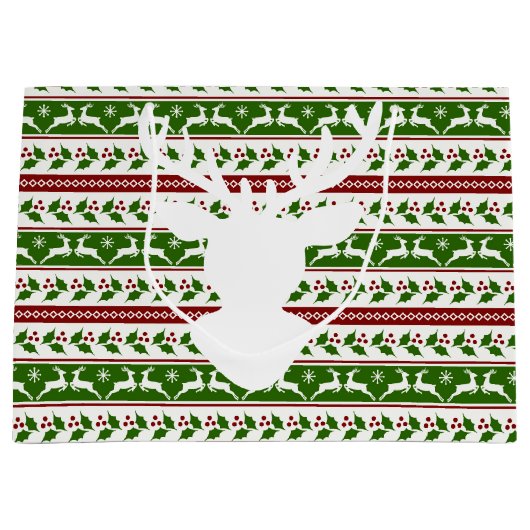 Scandinavisch wit rendier groot cadeauzakje (Voorkant)