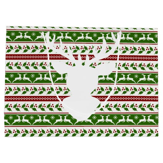 Scandinavisch wit rendier groot cadeauzakje (Achterkant)