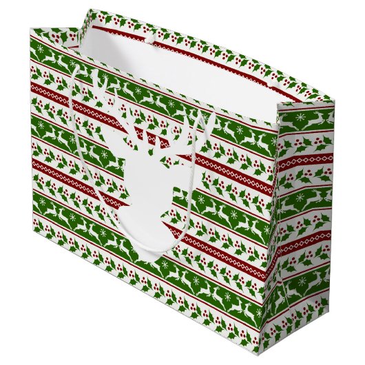 Scandinavisch wit rendier groot cadeauzakje (Achterkant Gekanteld)