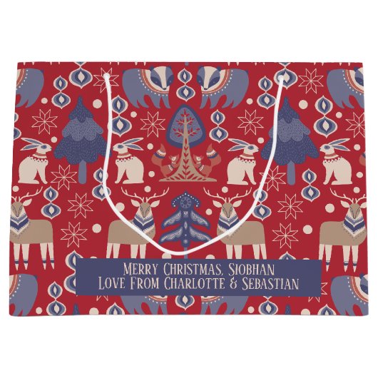 Scandinavisch Woodland - Gepersonaliseerd kerstfee Groot Cadeauzakje (Voorkant)
