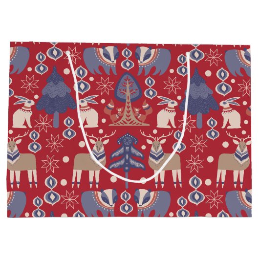 Scandinavisch Woodland - Gepersonaliseerd kerstfee Groot Cadeauzakje (Achterkant)