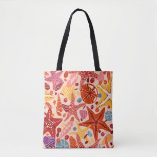 Scandinavisch zomerpatroon: zeesterren Zee Tote Bag