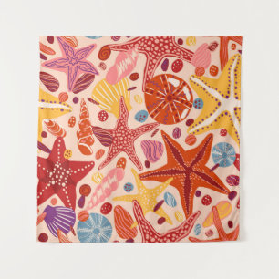 Scandinavisch zomerpatroon: zeesterren Zee Wandkleed