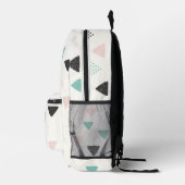 Scandinavisch Zwart Groen Roze Abstract Patroon Bedrukte Rugzak (Rechts)