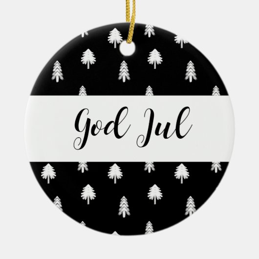 Scandinavisch zwart patroon God jul Kerstmis Keramisch Ornament (Voorkant)