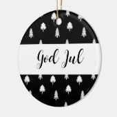 Scandinavisch zwart patroon God jul Kerstmis Keramisch Ornament (Links)