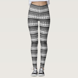 Scandinavisch zwart-wit winter ornament leggings