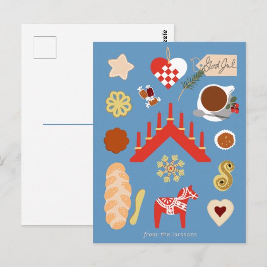 Scandinavisch/Zweeds Jul-kerstboomontwerp Briefkaart (Voorkant / Achterkant)