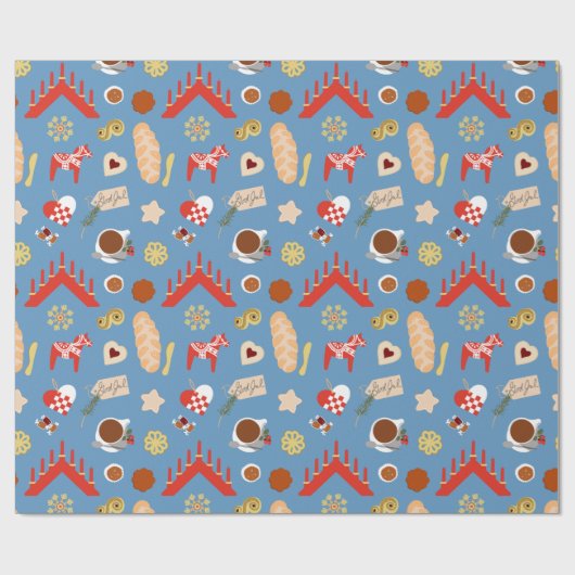 Scandinavisch/Zweeds Jul-kerstboomontwerp Cadeaupapier (Vlak)