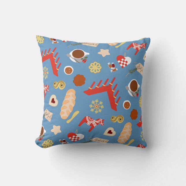 Scandinavisch/Zweeds Jul-kerstboomontwerp Kussen (Voorkant)