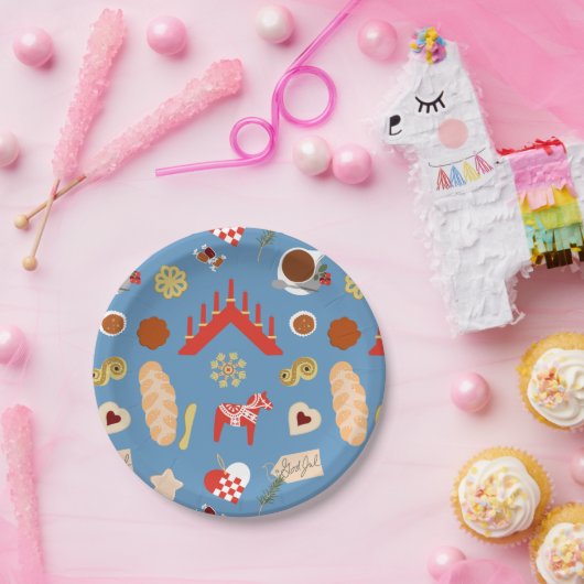 Scandinavisch/Zweeds Jul-kerstboomontwerp Papieren Bordje (Feest)