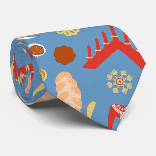 Scandinavisch/Zweeds Jul-kerstboomontwerp Stropdas (Opgerold)