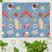 Scandinavisch/Zweeds Jul-kerstboomontwerp Theedoek (Gevouwen)