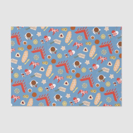 Scandinavisch/Zweeds Jul-kerstboomontwerp Tissuepapier (Voorkant)