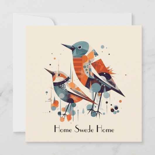 Scandinavische Abstracte vogels, aanpasbaar (Voorkant)