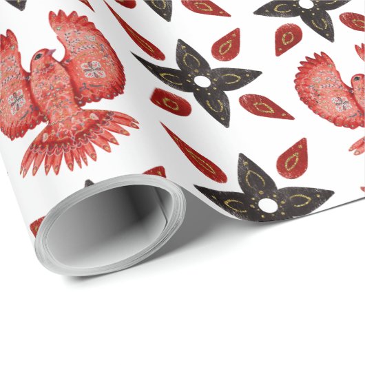 Scandinavische adelaar en caleidoscoop patroon cadeaupapier (Rol Hoek)