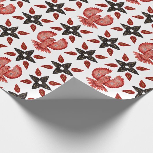 Scandinavische adelaar en caleidoscoop patroon cadeaupapier (Hoek)