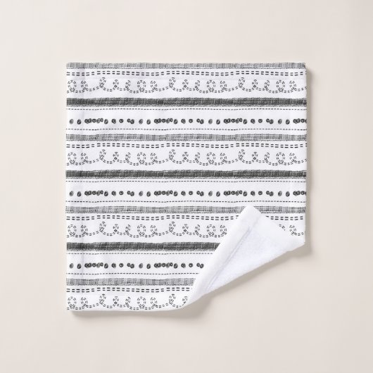 Scandinavische afdrukken met zwarte en witte handt bad handdoek (Wasdoekje)