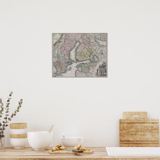 Scandinavische Antiek kaart Poster (Keuken)