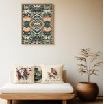 Scandinavische Art Deco Poster<br><div class="desc">Dit prachtige poster heeft een uniek Scandinavisch Art Deco-ontwerp, dat de verfijnde geometrie van het Art Deco-tijdperk combineert met de warme, op folk geïnspireerde vormen van Scandinavisch design. Het rijke kleurenpalet van diep marineblauw, aards sinaasappel en zacht crème creëer is een prachtig en tijdloos kunstwerk dat in elke kamer een...</div>
