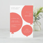 Scandinavische ballon | Coral Pink Birthday Kaart (Staand voorkant)