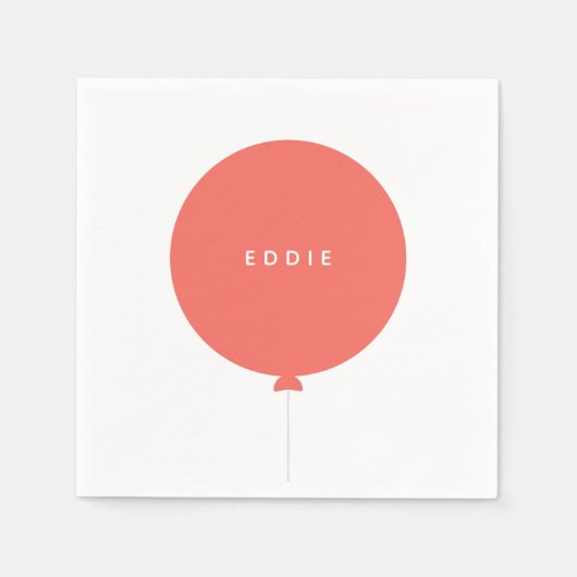 Scandinavische ballon | Coral Pink Birthday Servet (Voorkant)
