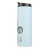 Scandinavische Beer op Bike Minimalist Blue Thermosbeker (Geroteerd rechts)