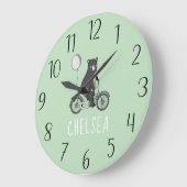 Scandinavische Beer op Bike-minimalistisch Groen Grote Klok (Hoek)