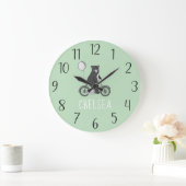 Scandinavische Beer op Bike-minimalistisch Groen Grote Klok (Huis)