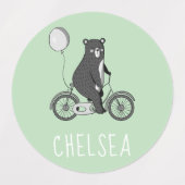 Scandinavische Beer op Bike-minimalistisch Groen Labels (Design 1)