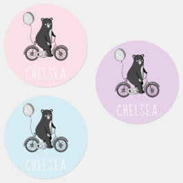 Scandinavische Beer op Bike-minimalistische pastel Labels