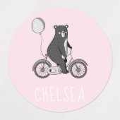 Scandinavische Beer op Bike-minimalistische pastel Labels (Design 1)