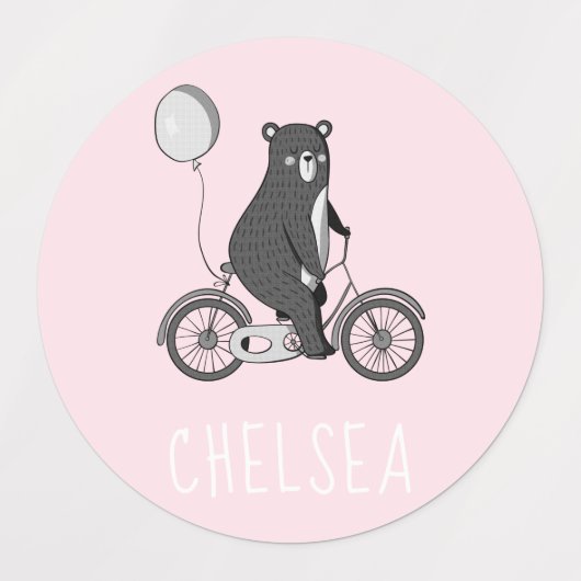 Scandinavische Beer op Bike-minimalistische pastel Labels (Design 1)