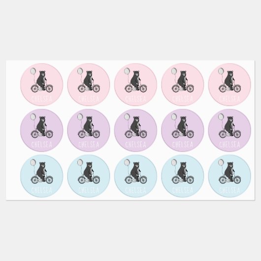 Scandinavische Beer op Bike-minimalistische pastel Labels (Vel)