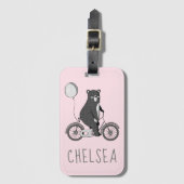 Scandinavische Beer op de bike-minimalistische roz Bagagelabel (Voorkant (verticaal))
