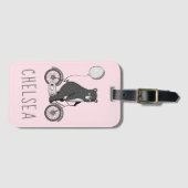 Scandinavische Beer op de bike-minimalistische roz Bagagelabel (Voorkant (horizontaal))