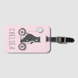 Scandinavische Beer op de bike-minimalistische roz Bagagelabel