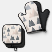 Scandinavische bergtoppen ovenwant & pannenlap set (Voorkant / Achterkant)