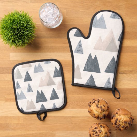 Scandinavische bergtoppen ovenwant & pannenlap set (Top down)