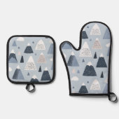 Scandinavische besneeuwde bergen Oven Mitt en P Ovenwant & Pannenlap Set (Voorkant)