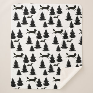Scandinavische blauwe konijnenboom (zwarte kerstbo sherpa deken