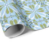 Scandinavische blauwe olijfboomgaard cadeaupapier (Rol Hoek)