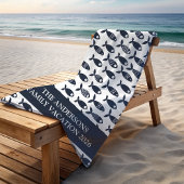 Scandinavische blauwe vis gepersonaliseerd strandlaken