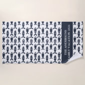 Scandinavische blauwe vis gepersonaliseerd strandlaken (Voorkant)