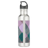 Scandinavische Blauwgroen roze speldenmonogrammen Waterfles (Achterkant)